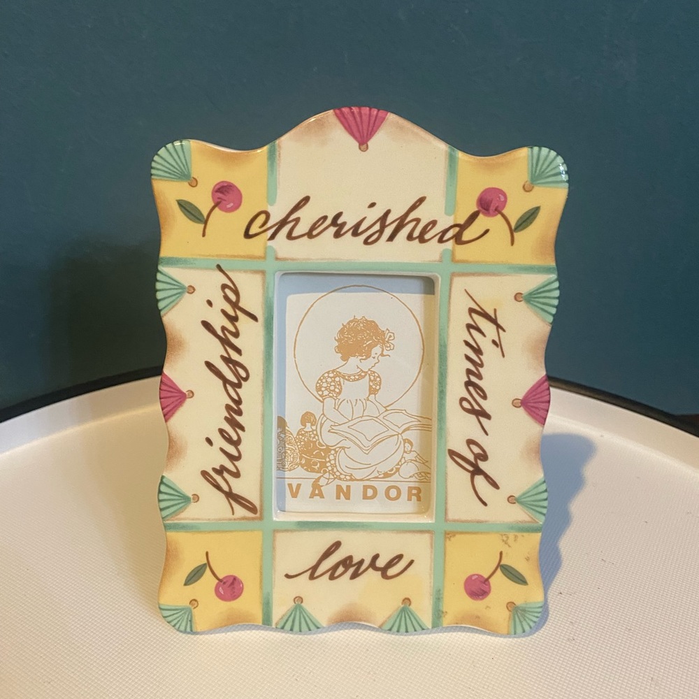 Vintage Vandor Ceramic Frame - Cherished Times of Friendship Love”